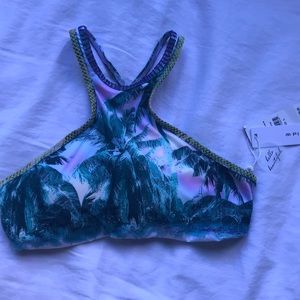 PILYQ NEW bikini top size L palm tree graphics NWT